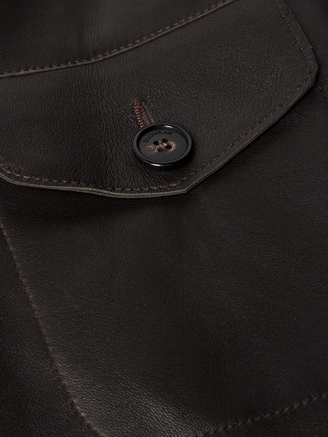 Incotex Montedoro Leather Overshirt In Brown
