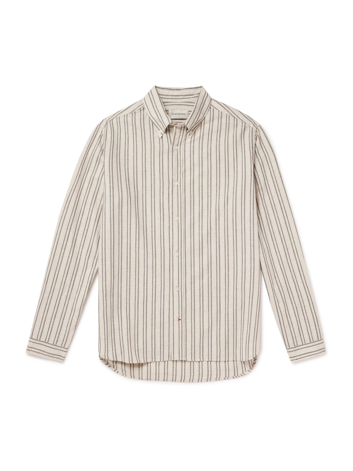 Oliver Spencer Brook Button-down Collar Striped Cotton Shirt In Gold