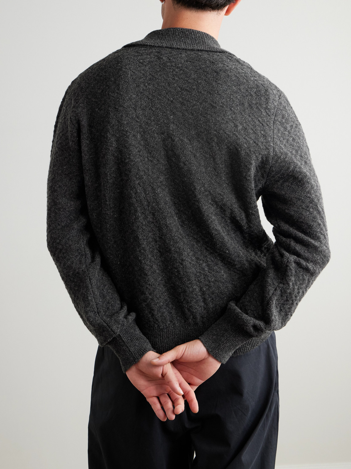 Oliver Spencer Jarvis Jacquard-knit Merino Wool Cardigan In Gray