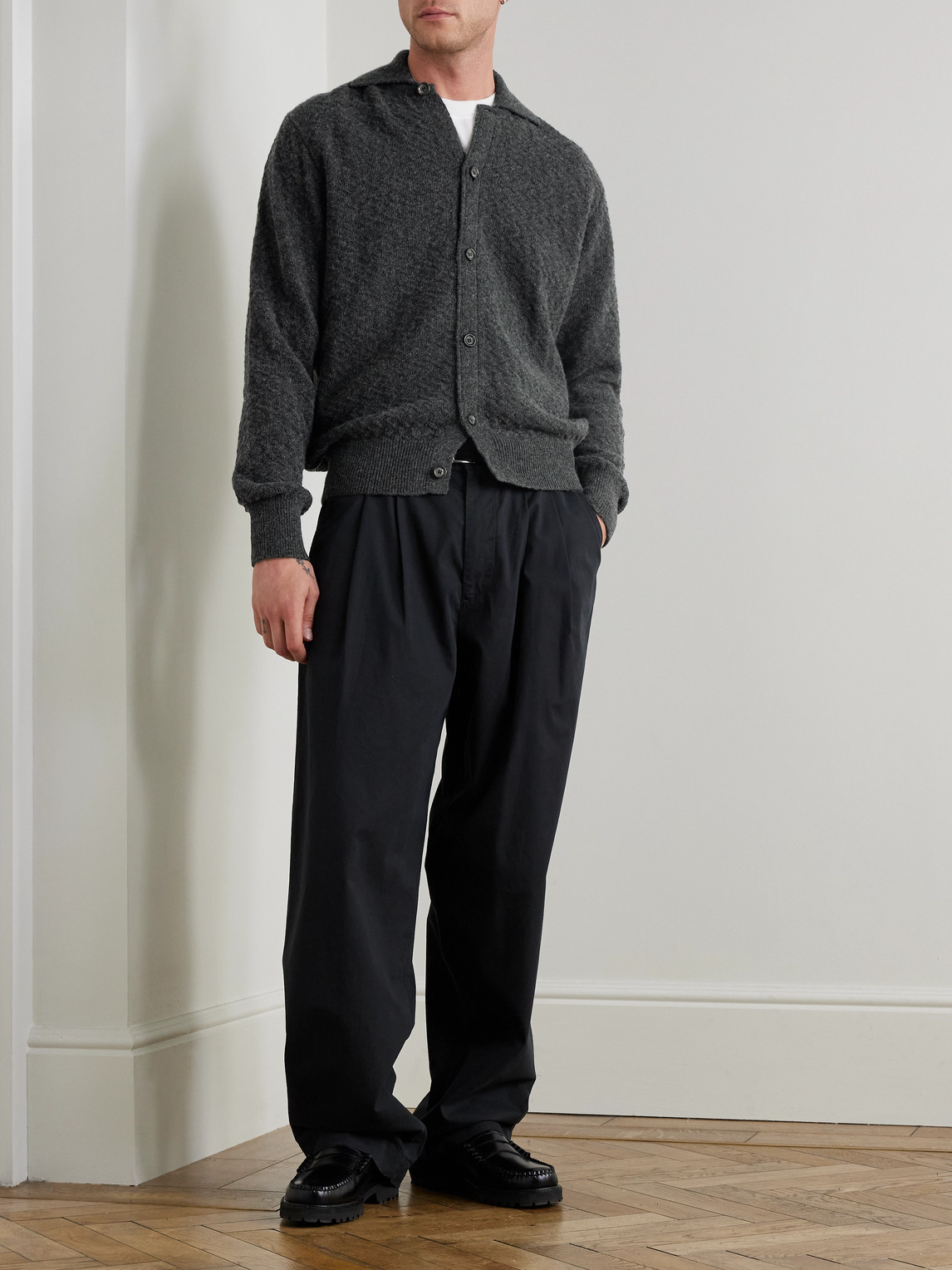 Oliver Spencer Jarvis Jacquard-knit Merino Wool Cardigan In Gray