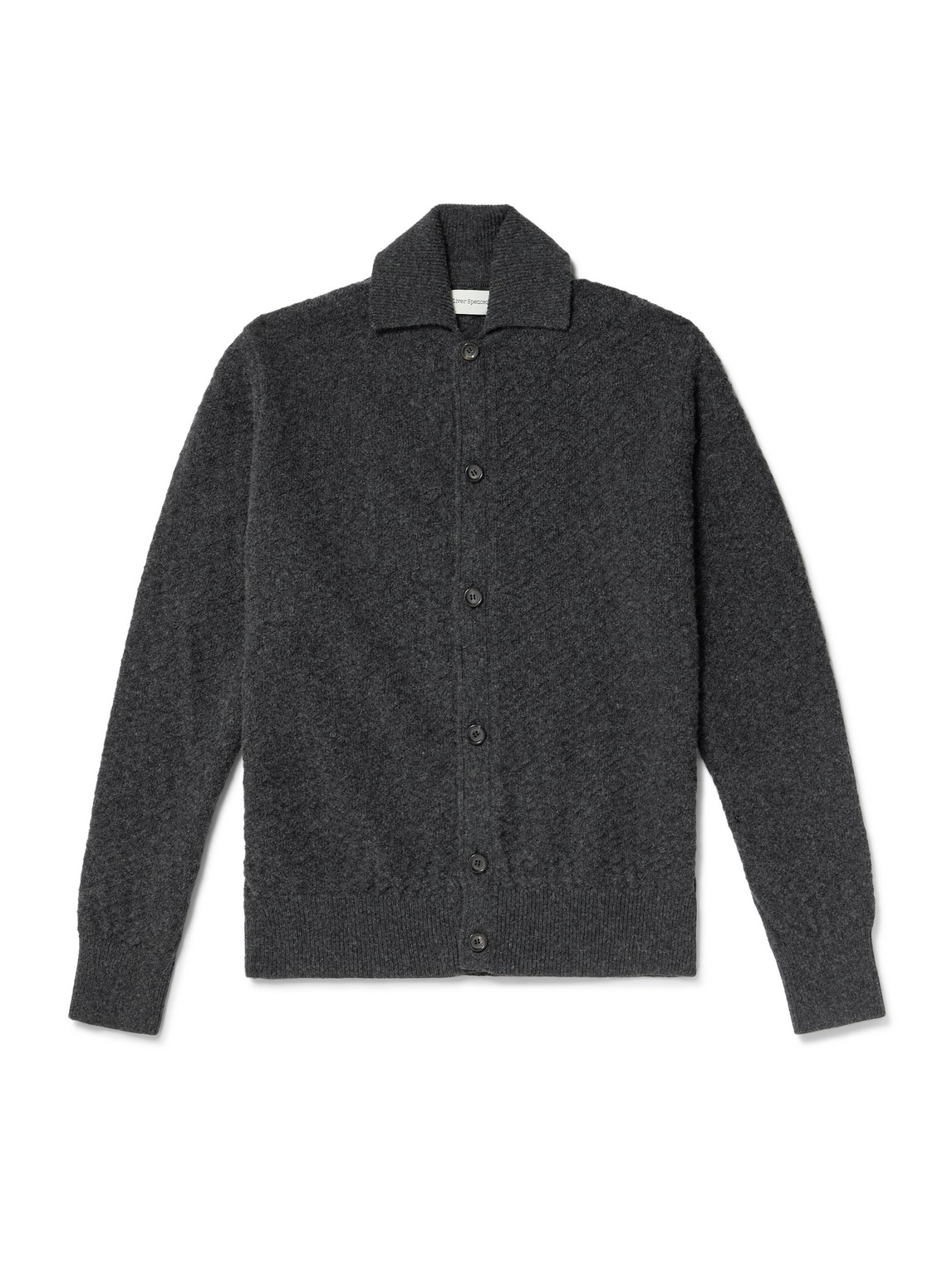 Oliver Spencer Jarvis Jacquard-knit Merino Wool Cardigan In Gray