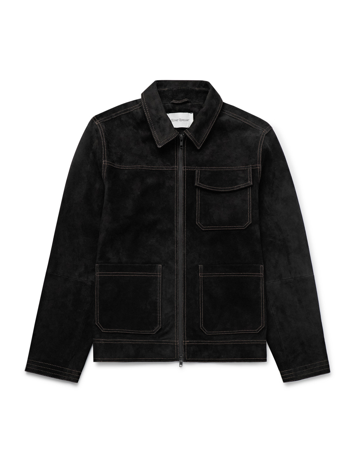 Oliver Spencer Hardwick Suede Jacket In Black