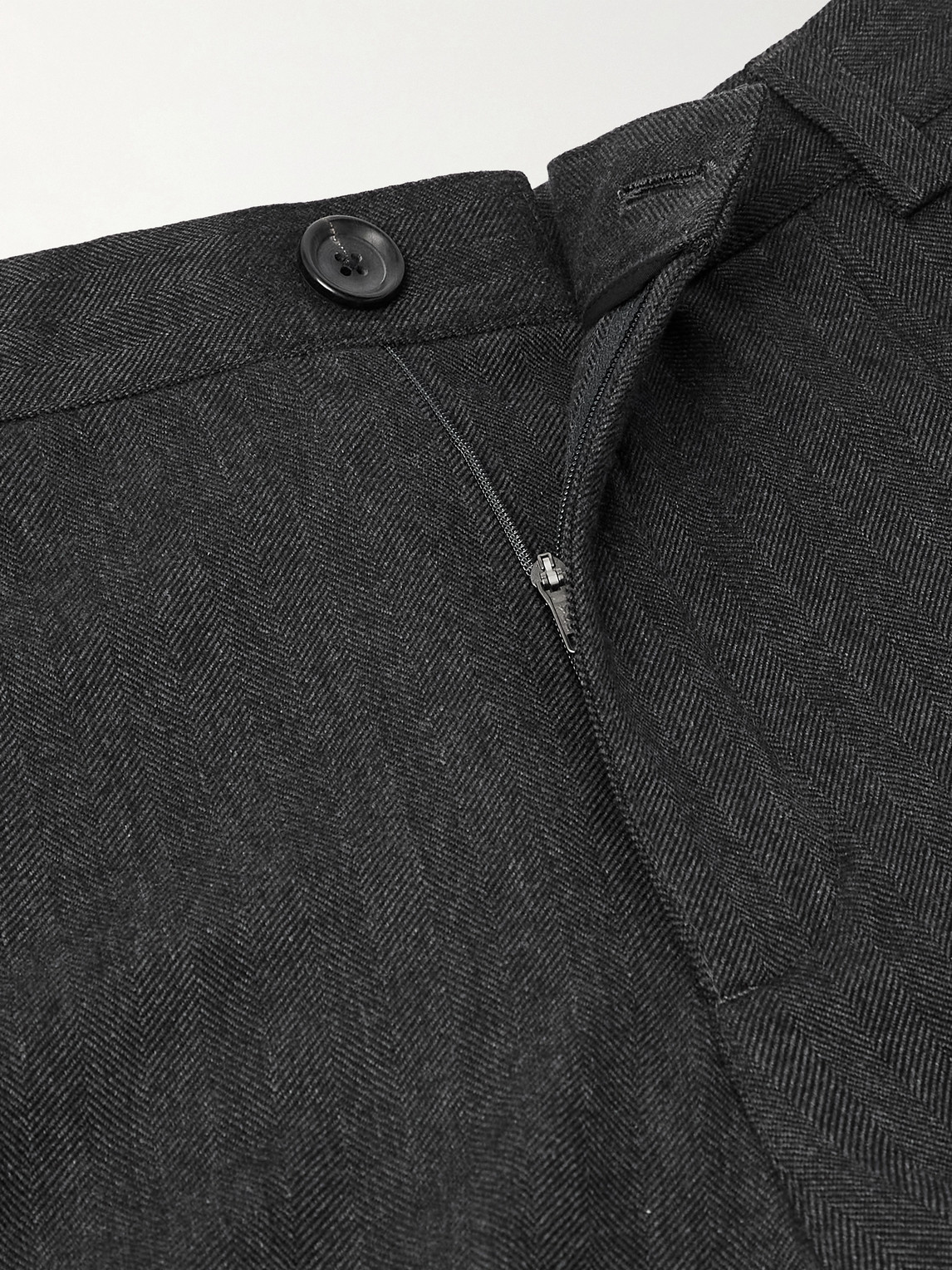 Oliver Spencer Orsman Wide-leg Herringbone Cotton And Wool-blend Trousers In Gray