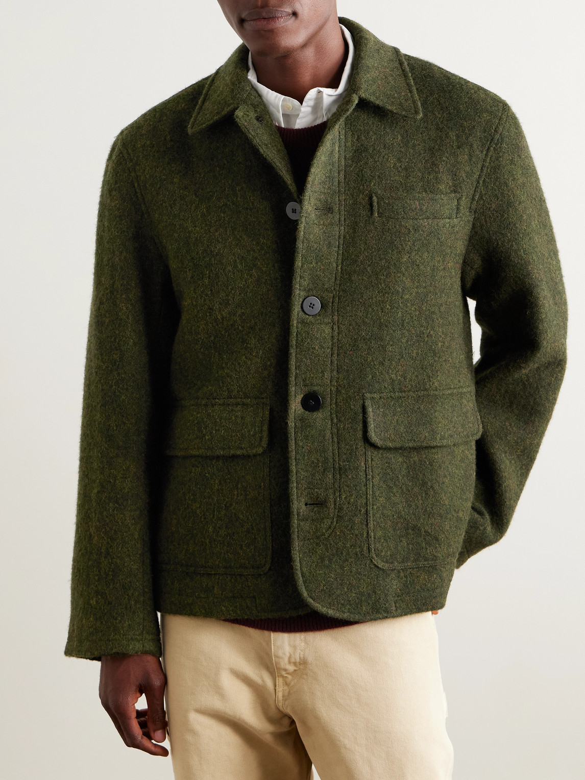 Oliver Spencer Lambeth Wool-blend Felt Field Jacket In Green