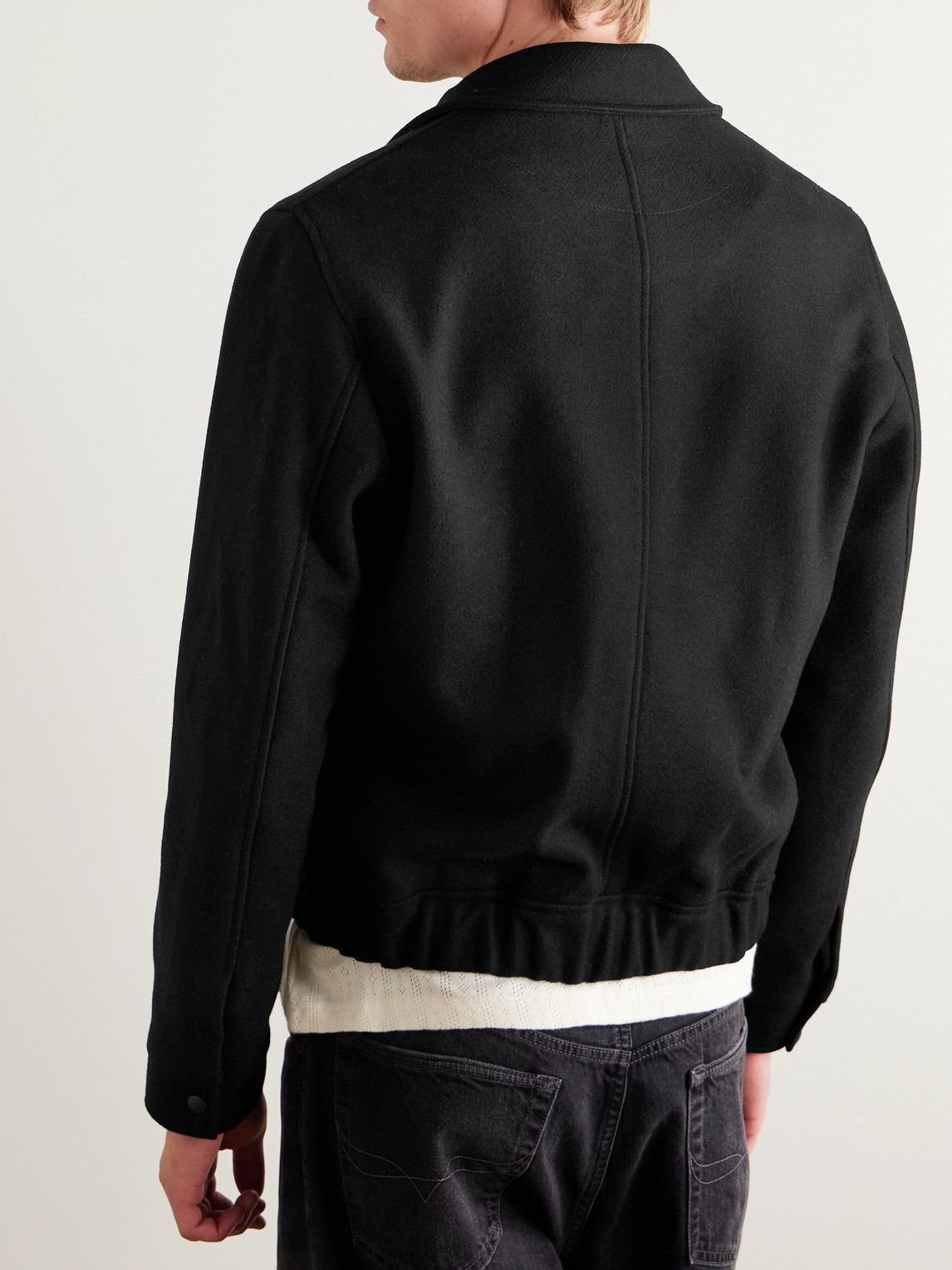 Oliver Spencer Arlington Wool-blend Felt Bomber Jacket In Black