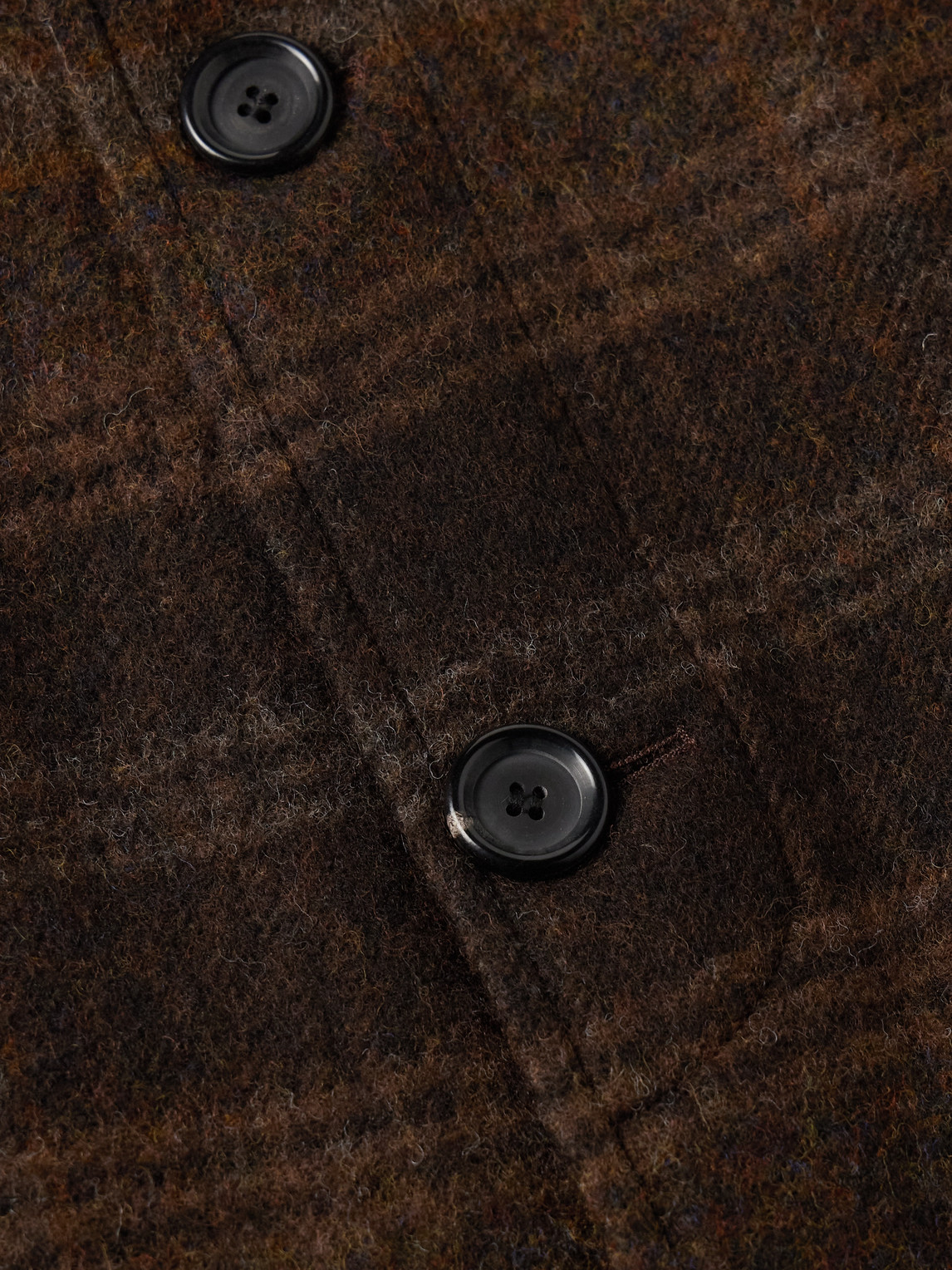 Oliver Spencer Grandpa Belted Checked Wool-felt Coat In Brown