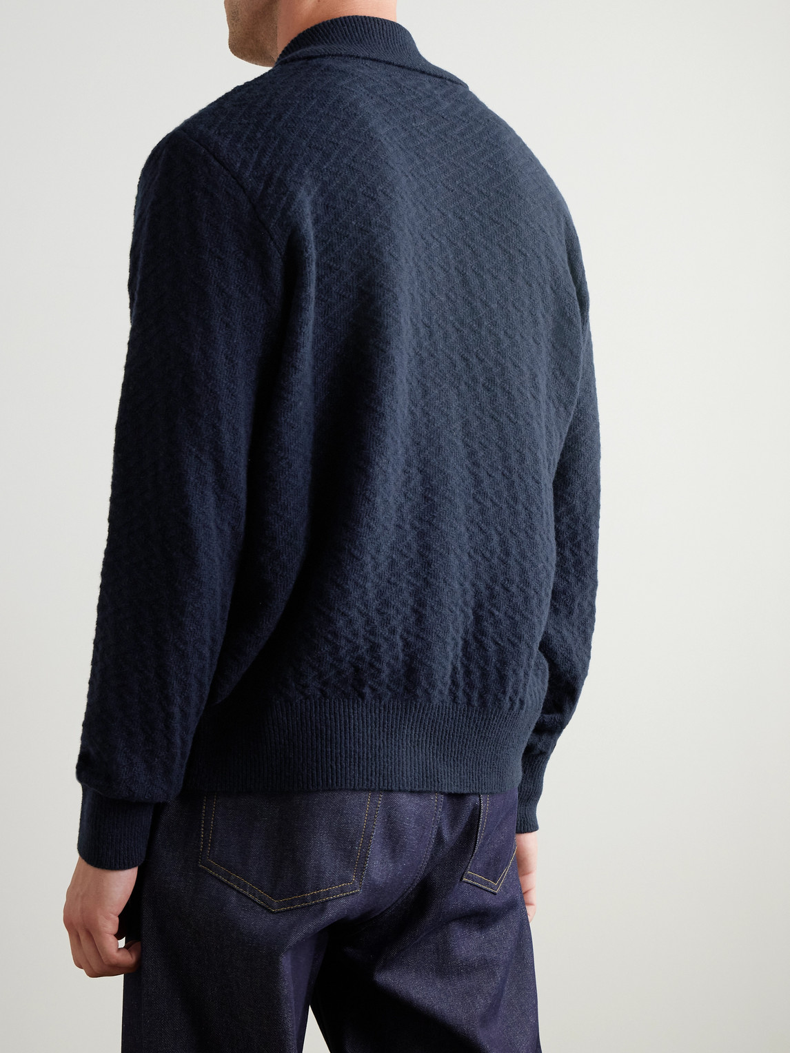 Oliver Spencer Jarvis Jacquard-knit Merino Wool Cardigan In Blue