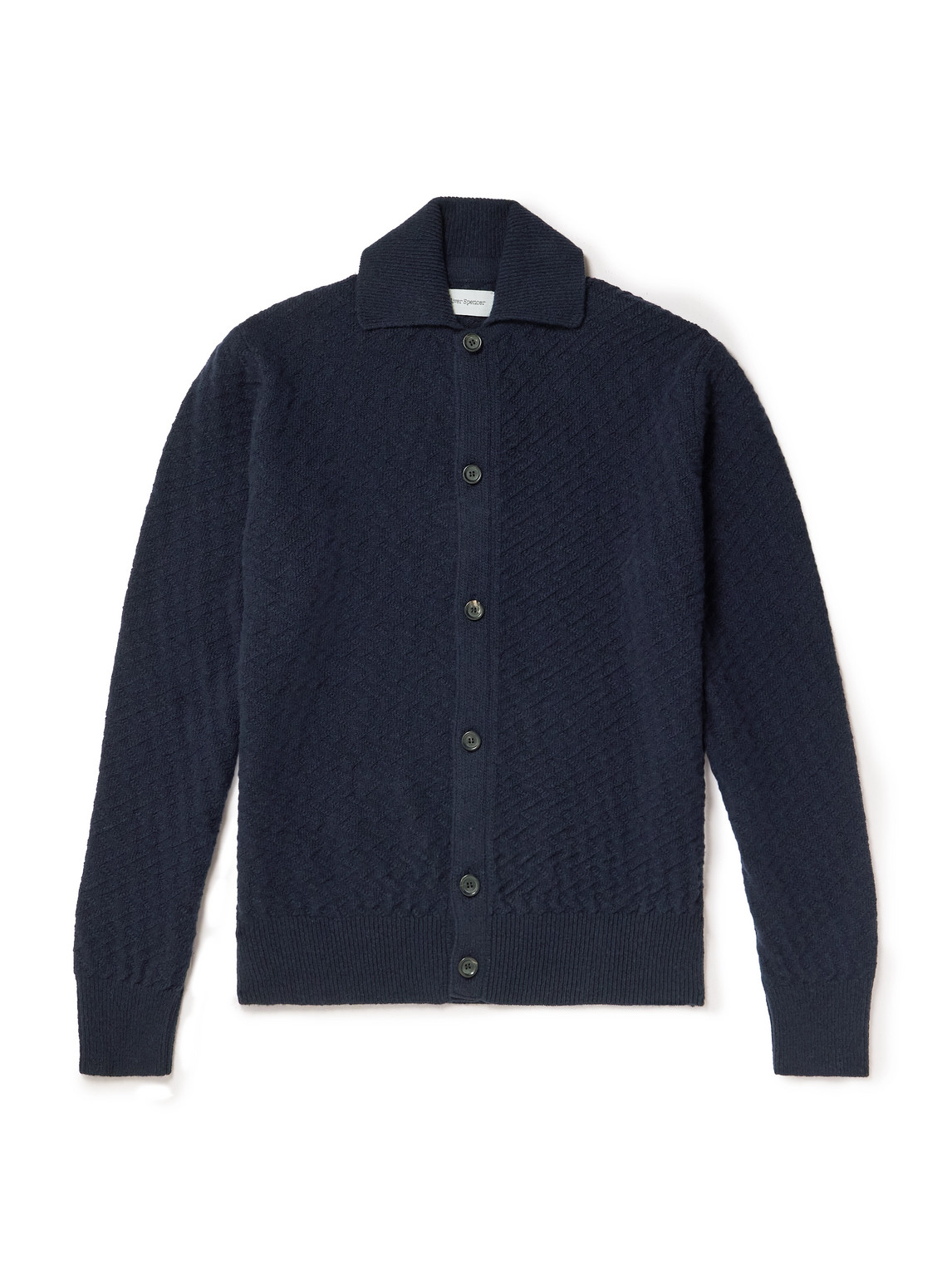 Oliver Spencer Jarvis Jacquard-knit Merino Wool Cardigan In Blue