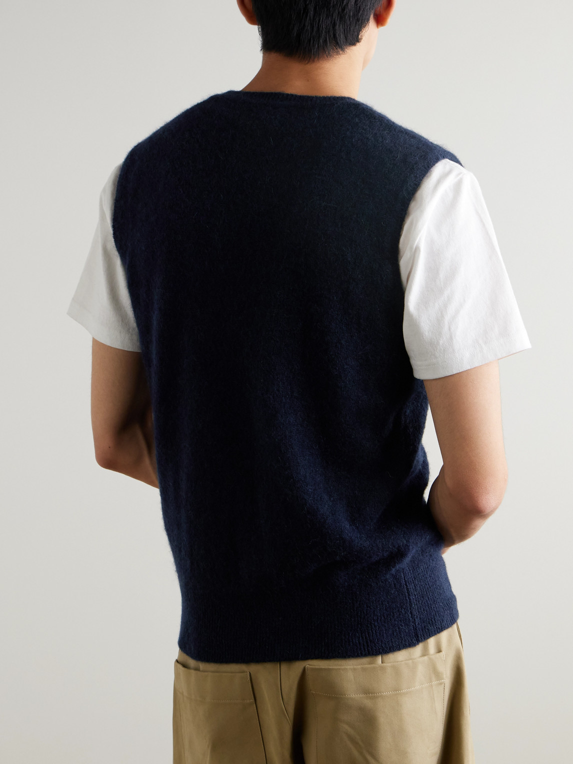 Oliver Spencer Graves Knitted Sweater Vest In Blue