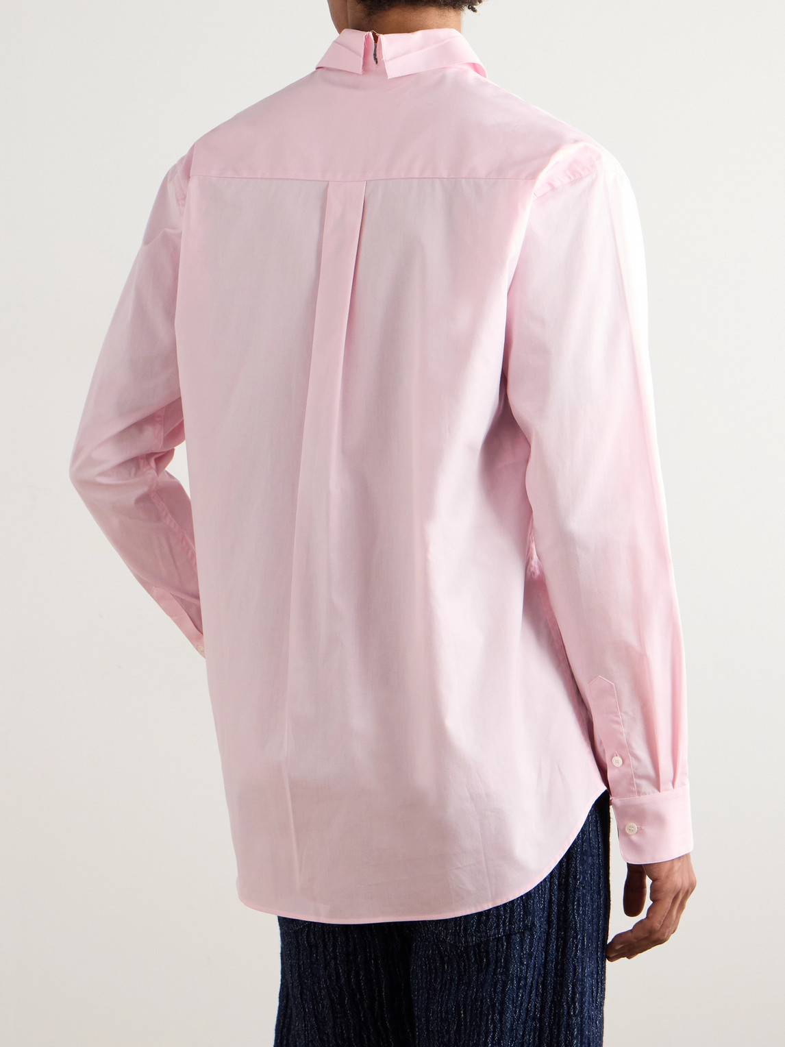 Marni Oversized Logo-embroidered Colour-block Cotton-poplin Shirt In Pink