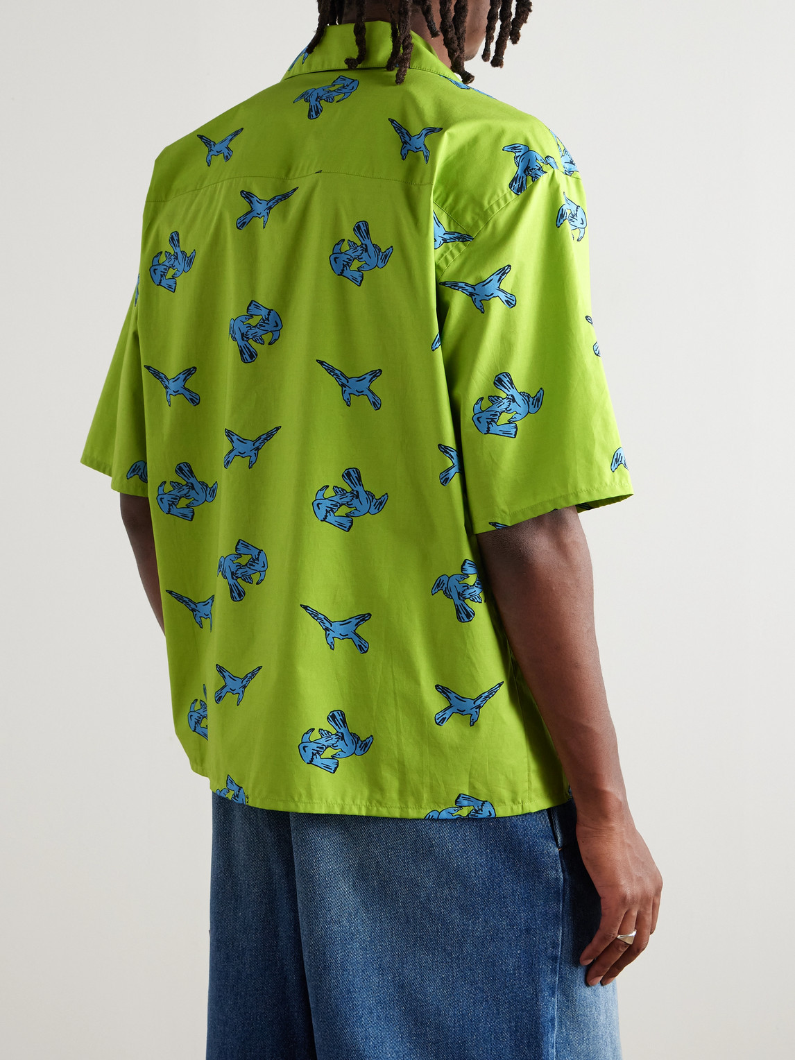 Marni Printed Short Sleeve Button Front Camp Shirt In Green