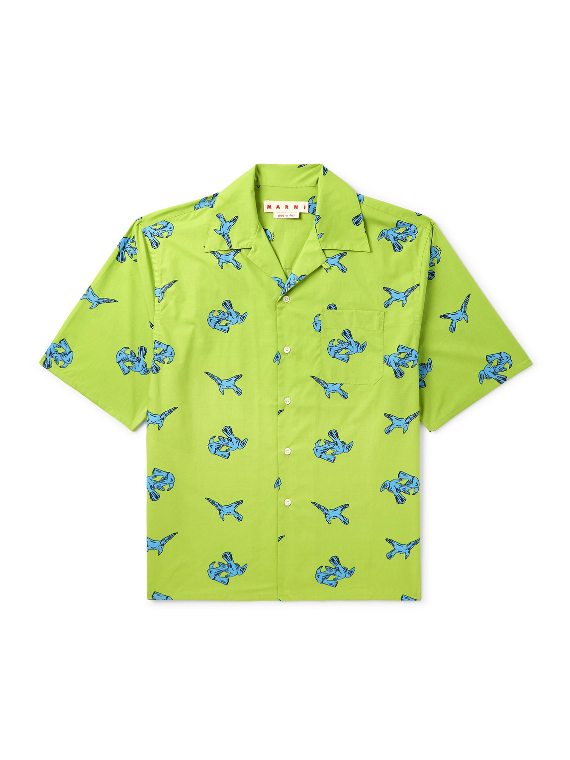 Marni Printed Short Sleeve Button Front Camp Shirt In Green