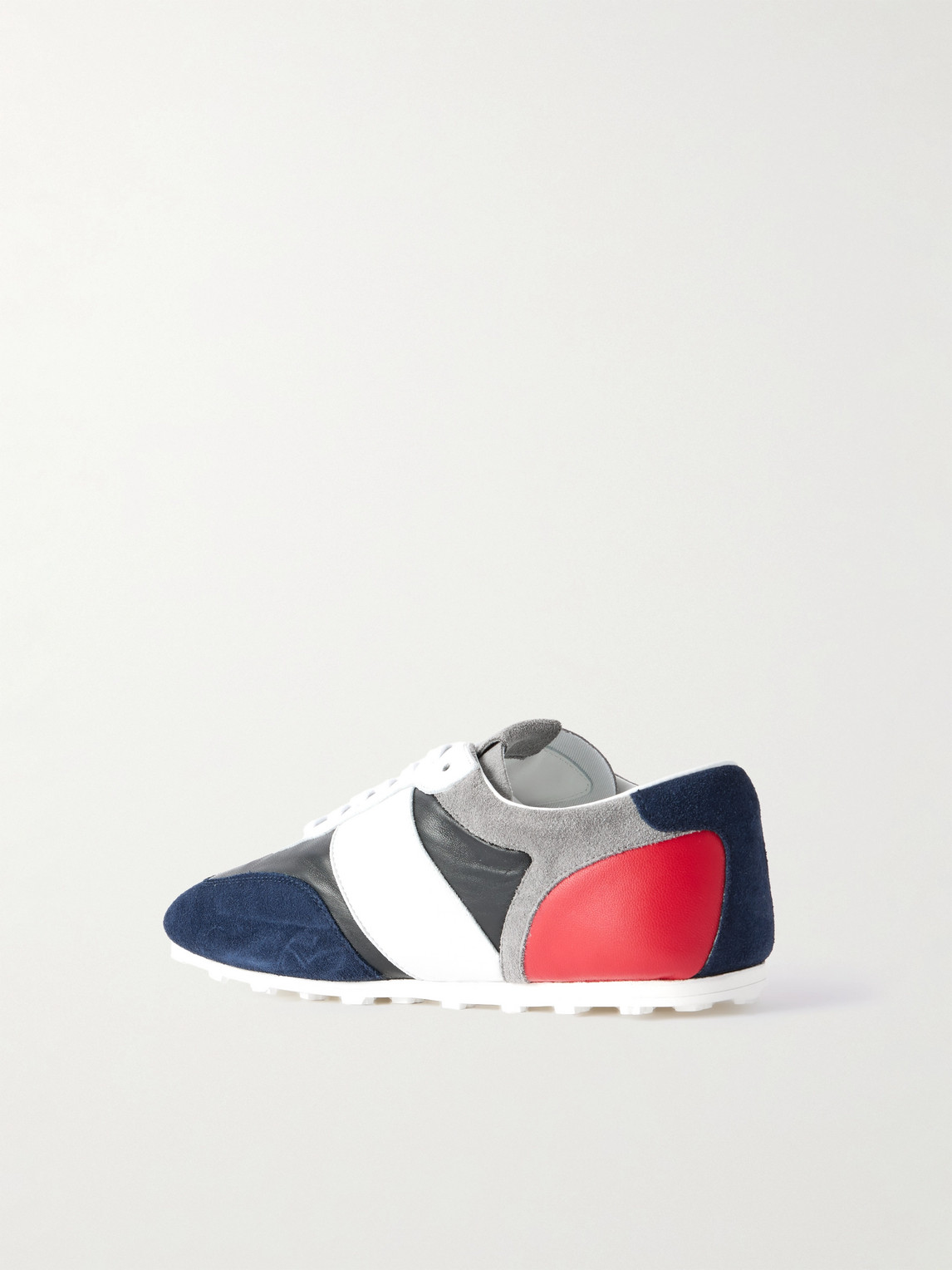 Marni Logo-embroidered Suede-trimmed Leather Sneakers In Multi