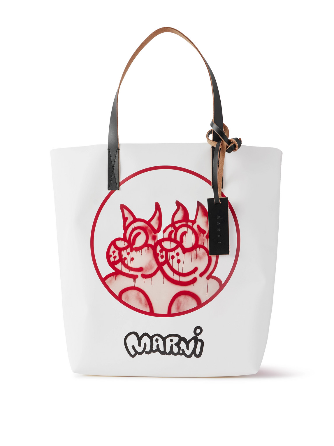 Marni Slawn And Soldier Tribeca Logo-print Leather-trimmed Tote Bag In White