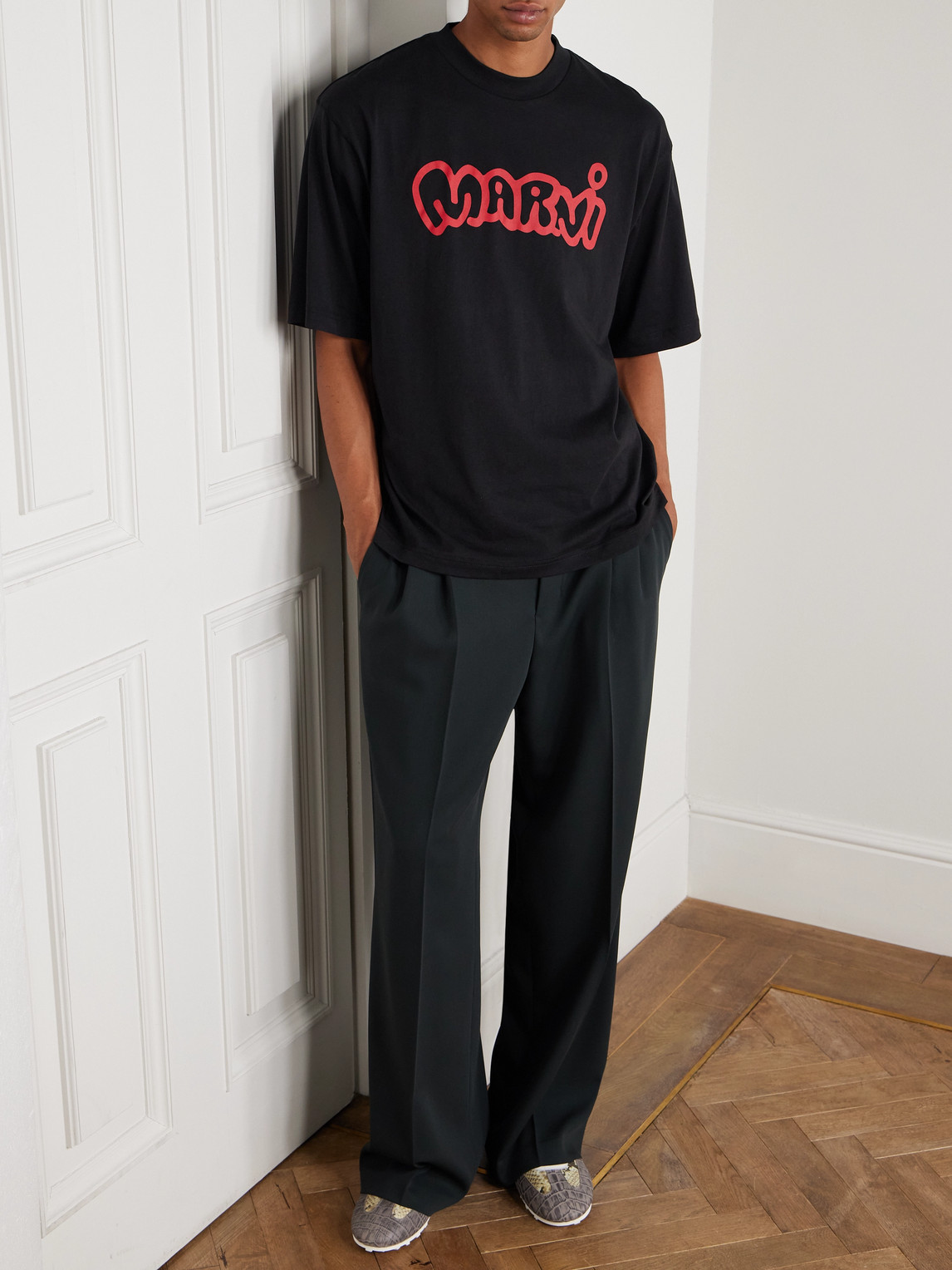 Marni Logo-print Cotton-jersey T-shirt In Black