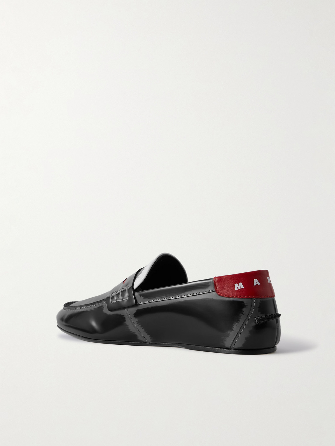 Marni Logo-print Glossed-leather Loafers In Black