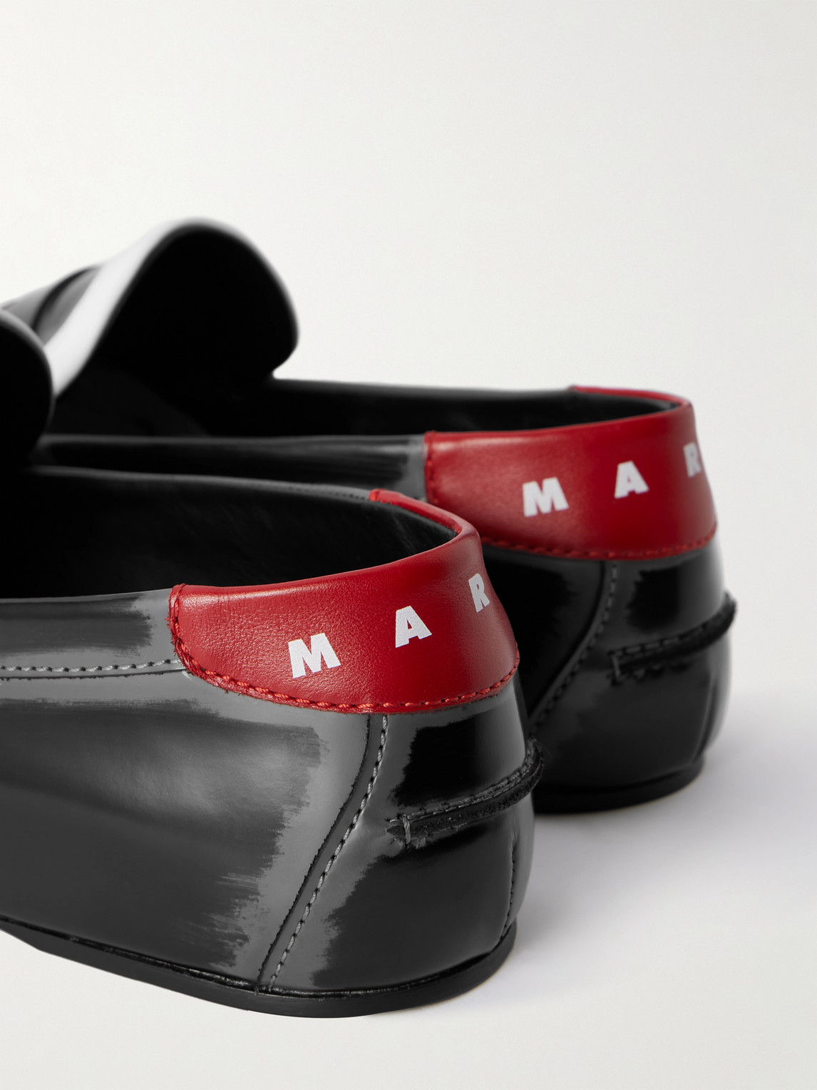 Marni Logo-print Glossed-leather Loafers In Black
