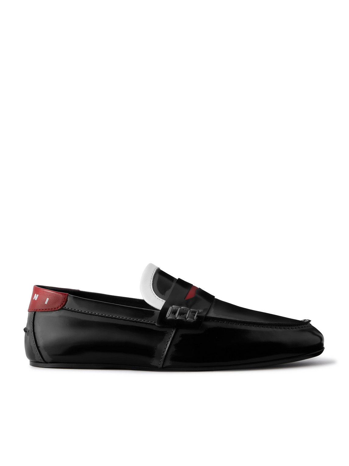 Marni Logo-print Glossed-leather Loafers In Black