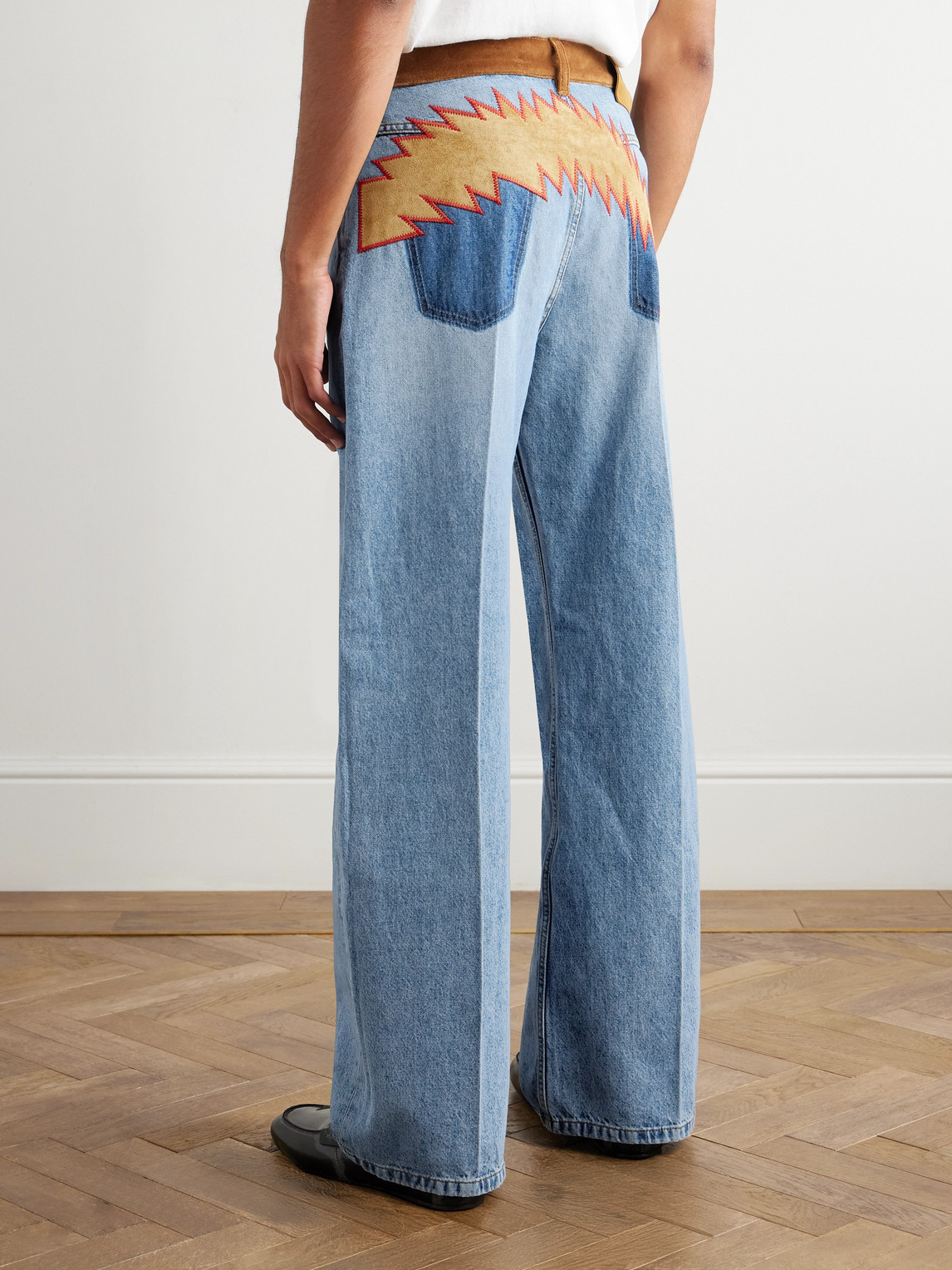  Marni - Slawn And Soldier Straight-leg Appliquéd Cotton Velvet-trimmed Jeans - Men - Blue - Uk/us 31 