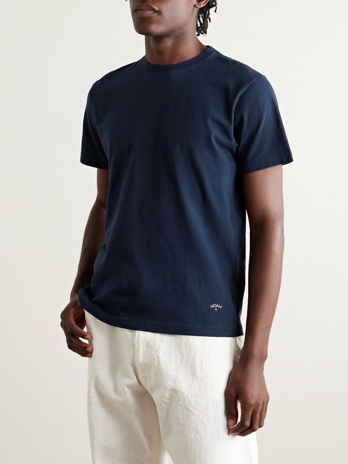 Noah Logo-print Recycled Cotton-jersey T-shirt In Blue
