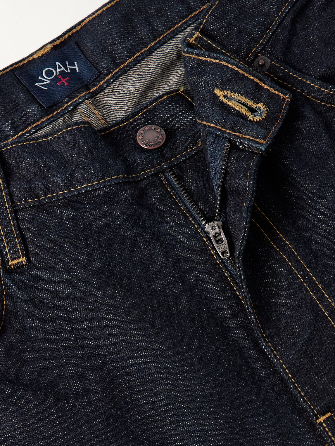 Noah Stovepipe Wide-leg Selvedge Jeans In Black