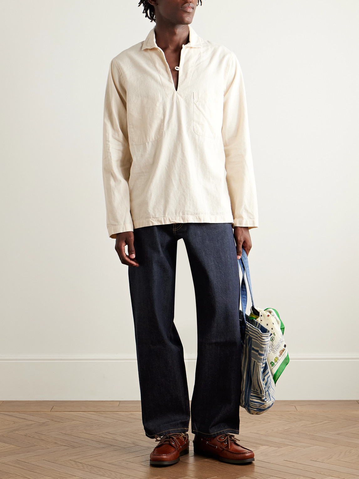 Noah Stovepipe Wide-leg Selvedge Jeans In Black