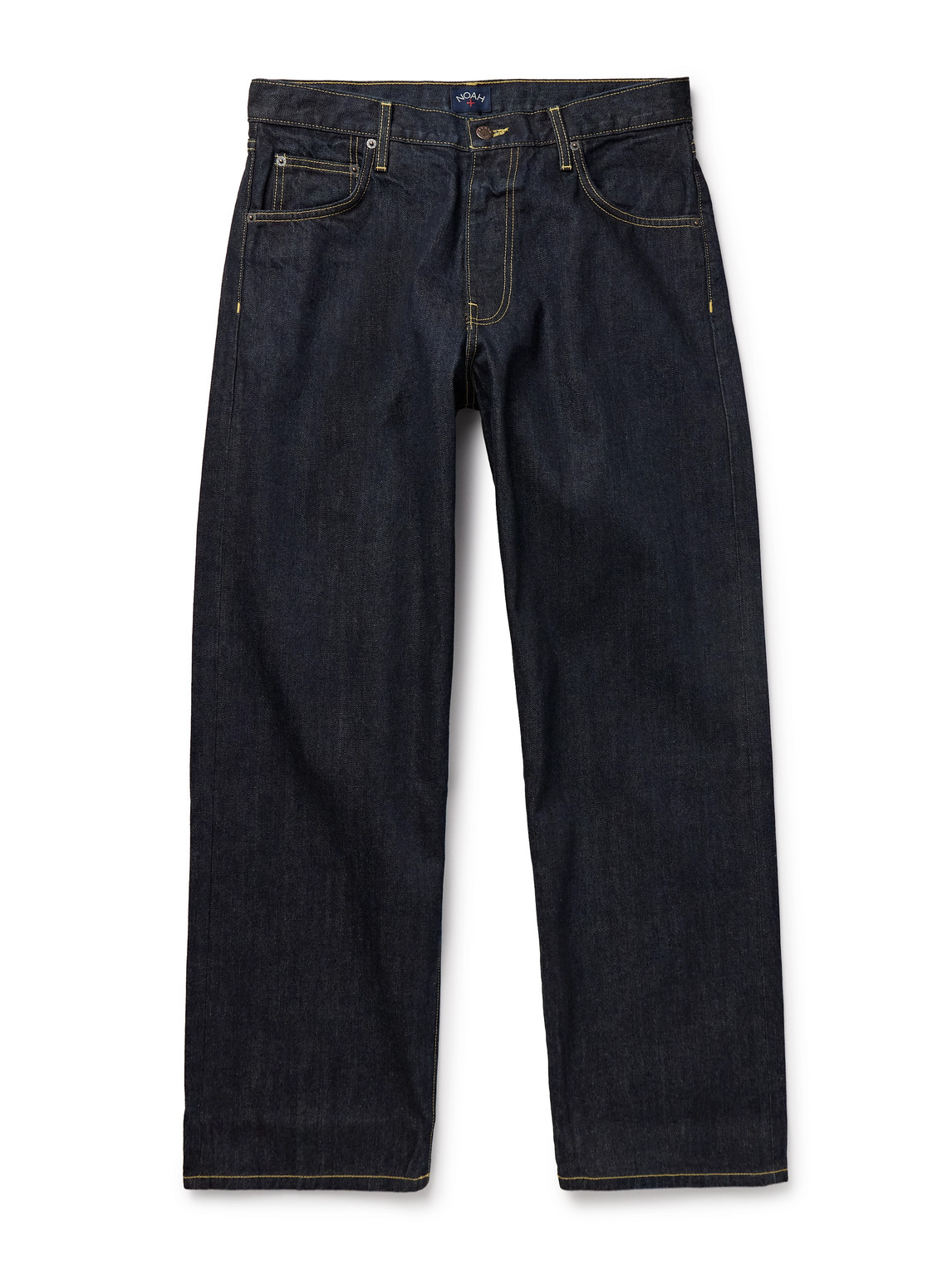 Noah Stovepipe Wide-leg Selvedge Jeans In Black