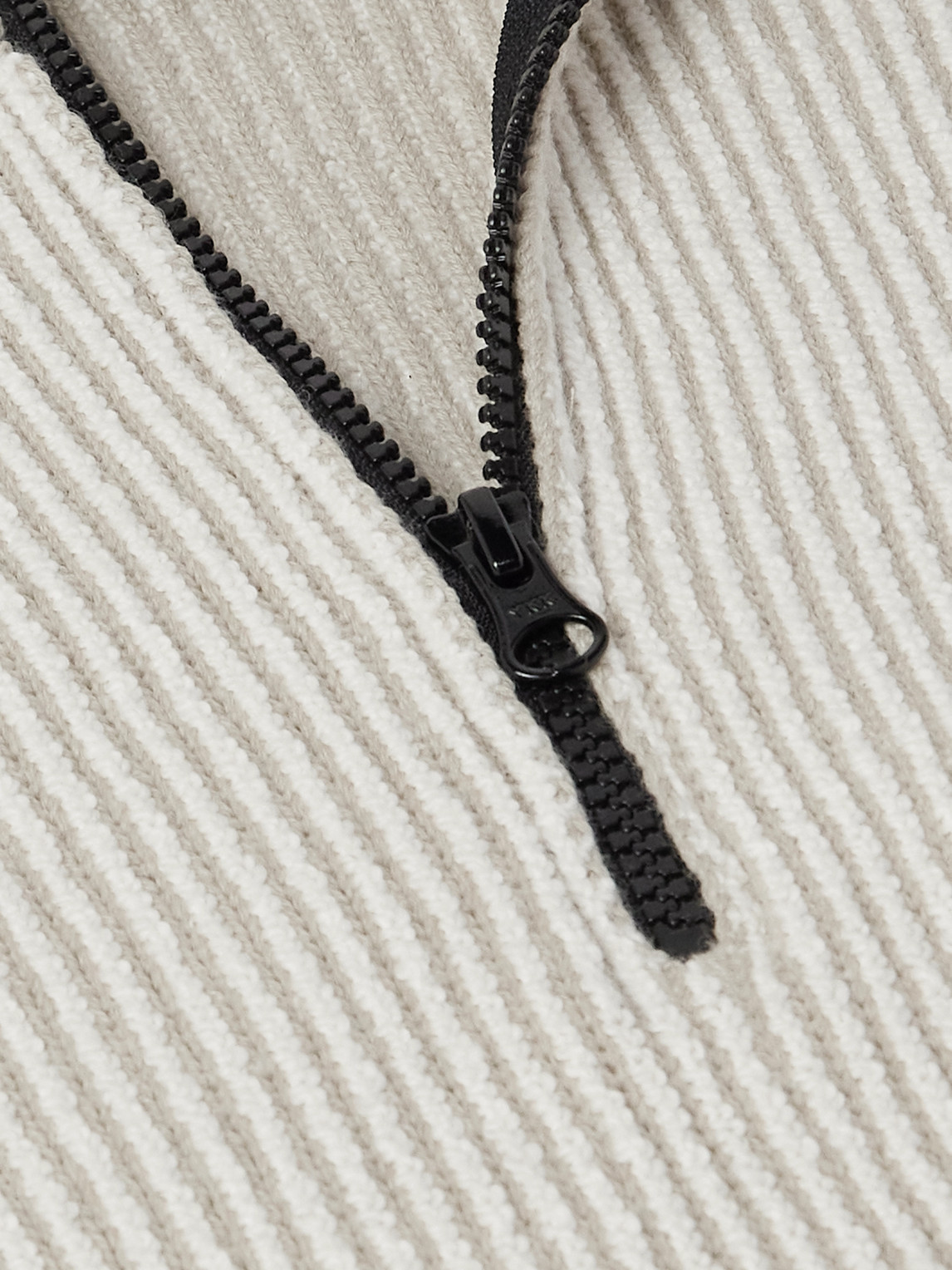Stone Island White Sweater With Logo Patch On The Sleeve And Front Half Zip Closure In Wool Stretch Man In Neutral