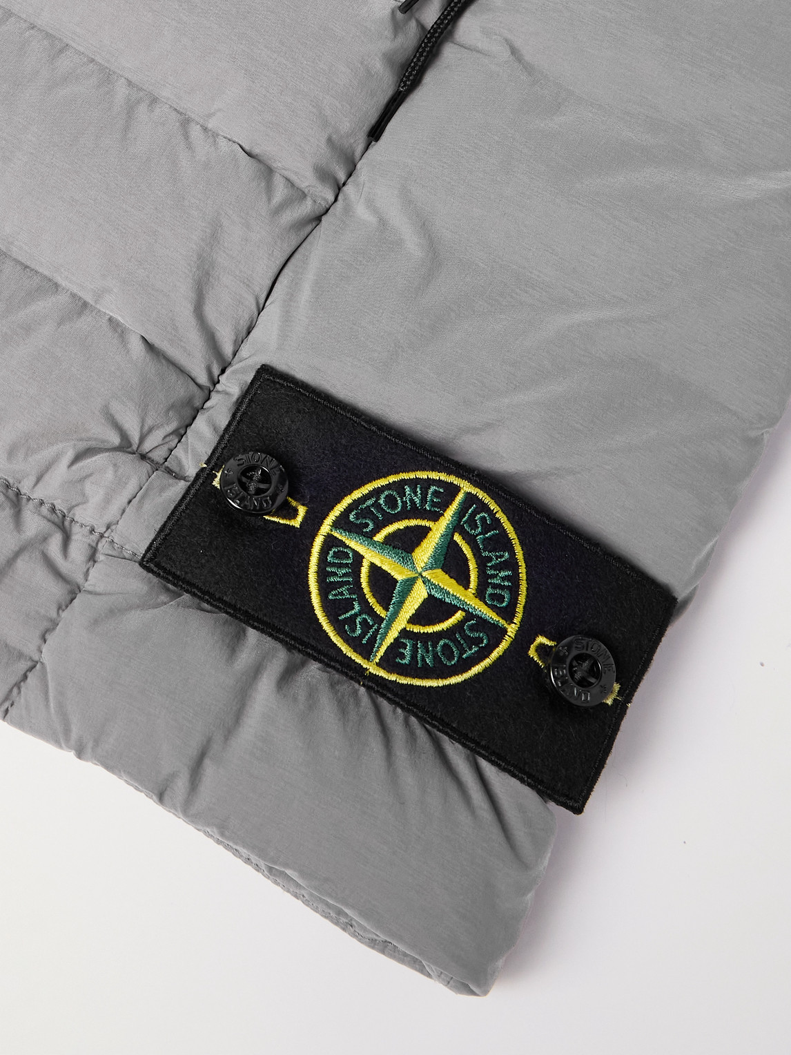 Stone Island Logo-appliquéd Quilted Stretch-shell Down Gilet In Gray