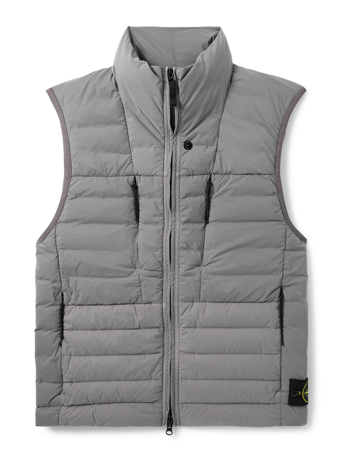 Stone Island Logo-appliquéd Quilted Stretch-shell Down Gilet In Gray