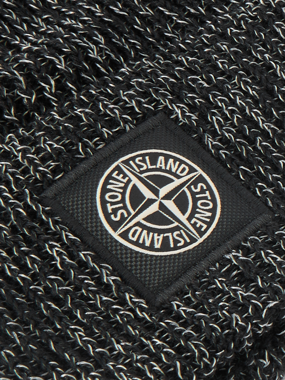 Stone Island Logo-appliquéd Reflective Ribbed-knit Beanie In Black