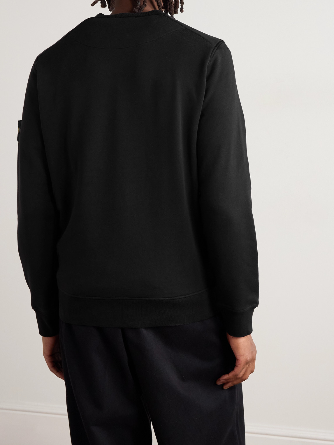 Stone Island Black Soft Organic Cotton Crewneck Sweater In Black