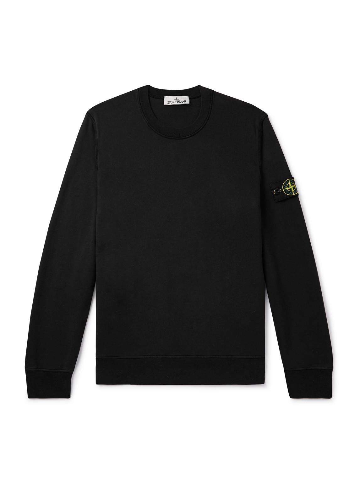 Stone Island Black Soft Organic Cotton Crewneck Sweater In Black