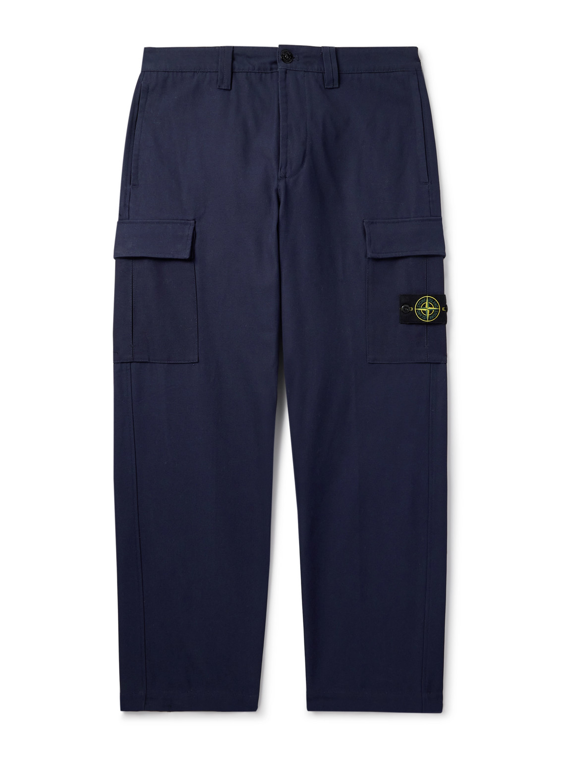 Stone Island Straight-leg Cotton-canvas Cargo Trousers In Blue