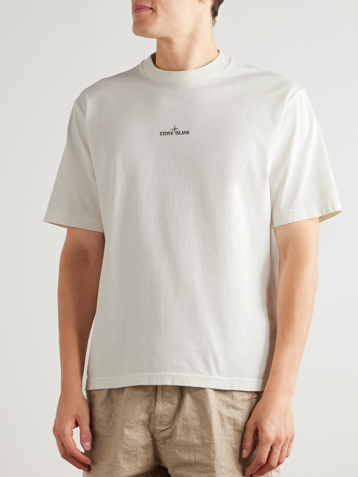 Stone Island Cotton Crew Neck T-shirt With Graphic Print In White