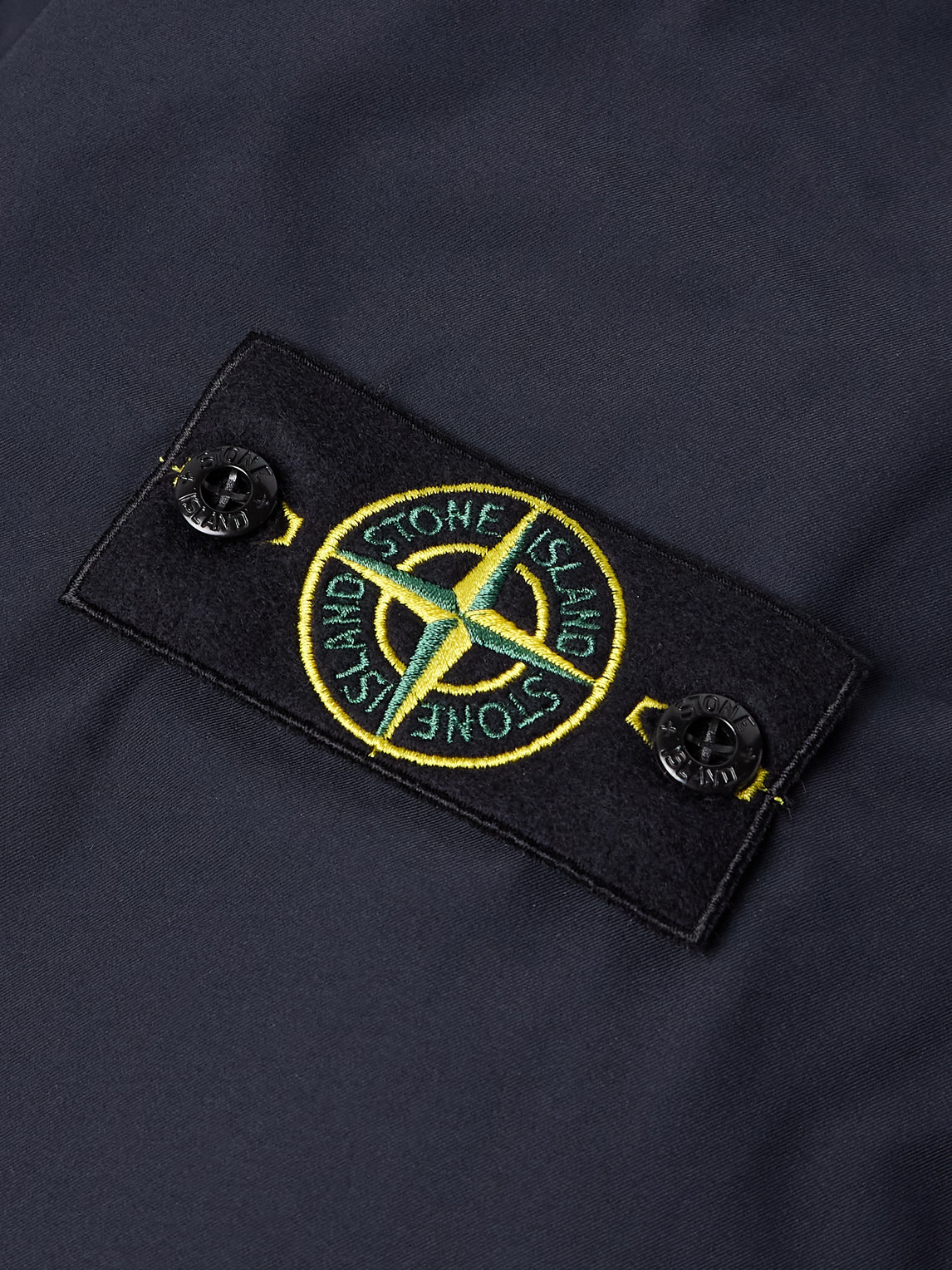 Stone Island Logo-appliquéd Padded Micro Twill Hooded Field Jacket In Blue