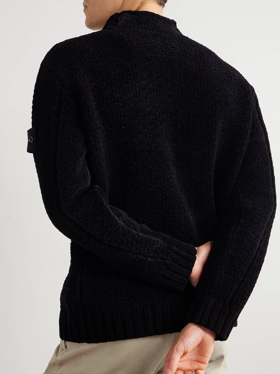 Stone Island Lightweight Wool Crew Neck Sweater With Raglan Sleeves Clothing In Black