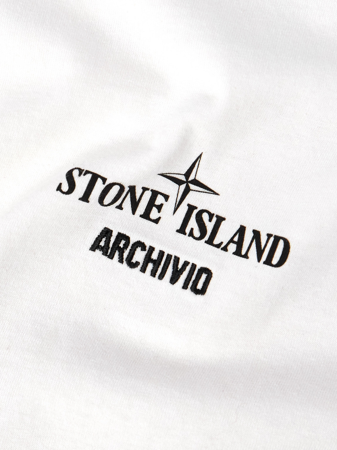 Stone Island Archivio Logo-print Embroidered Cotton-jersey T-shirt In White