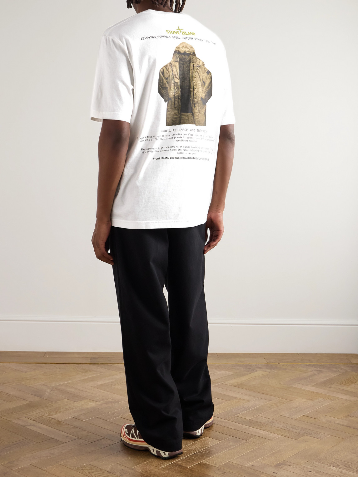 Stone Island Archivio Logo-print Embroidered Cotton-jersey T-shirt In White
