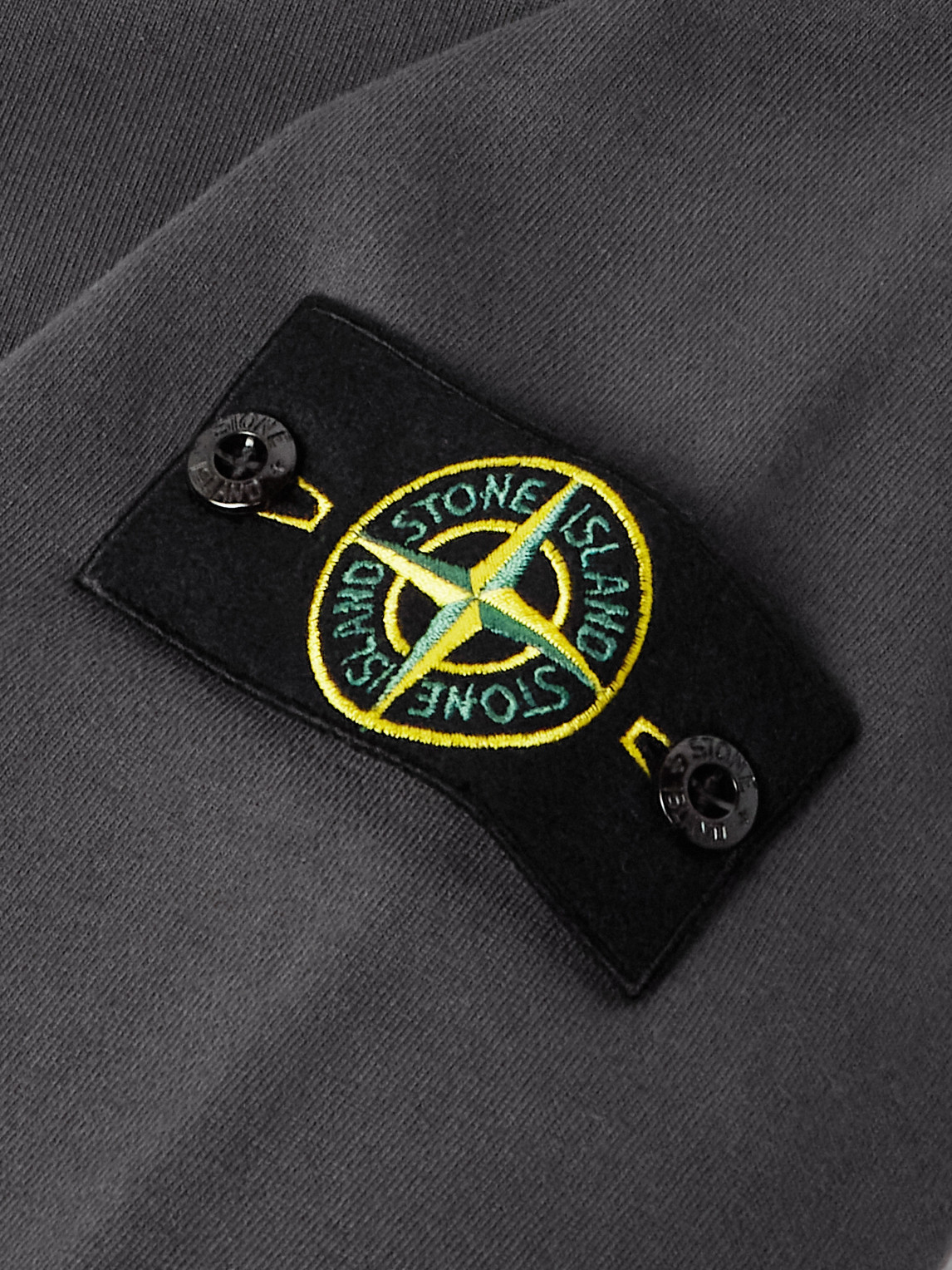 Stone Island Black Organic Cotton Diagonal Fleece Old Effect Sweatshirt In Black