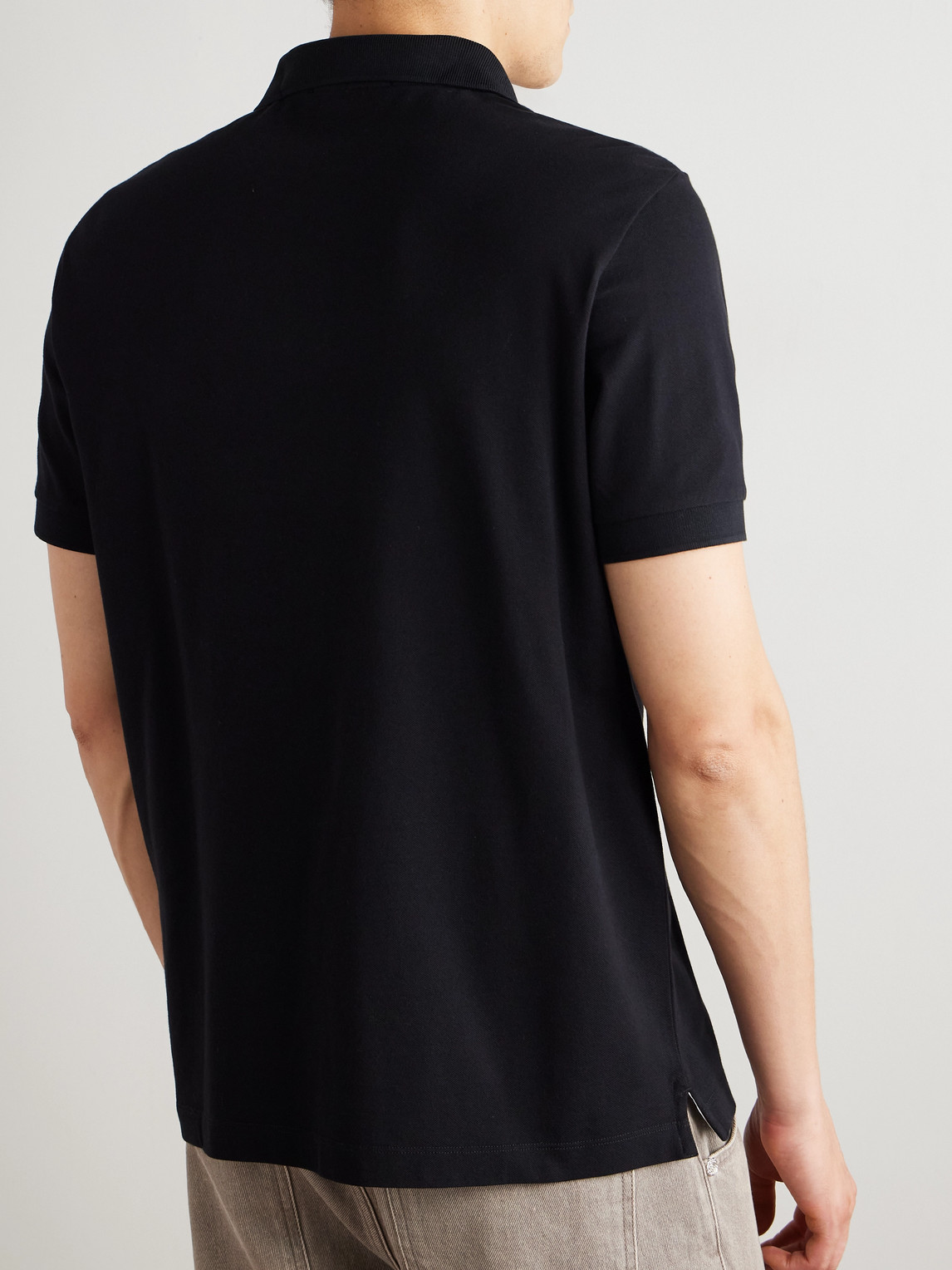 Stone Island Logo-patch Cotton Polo Shirt In Black