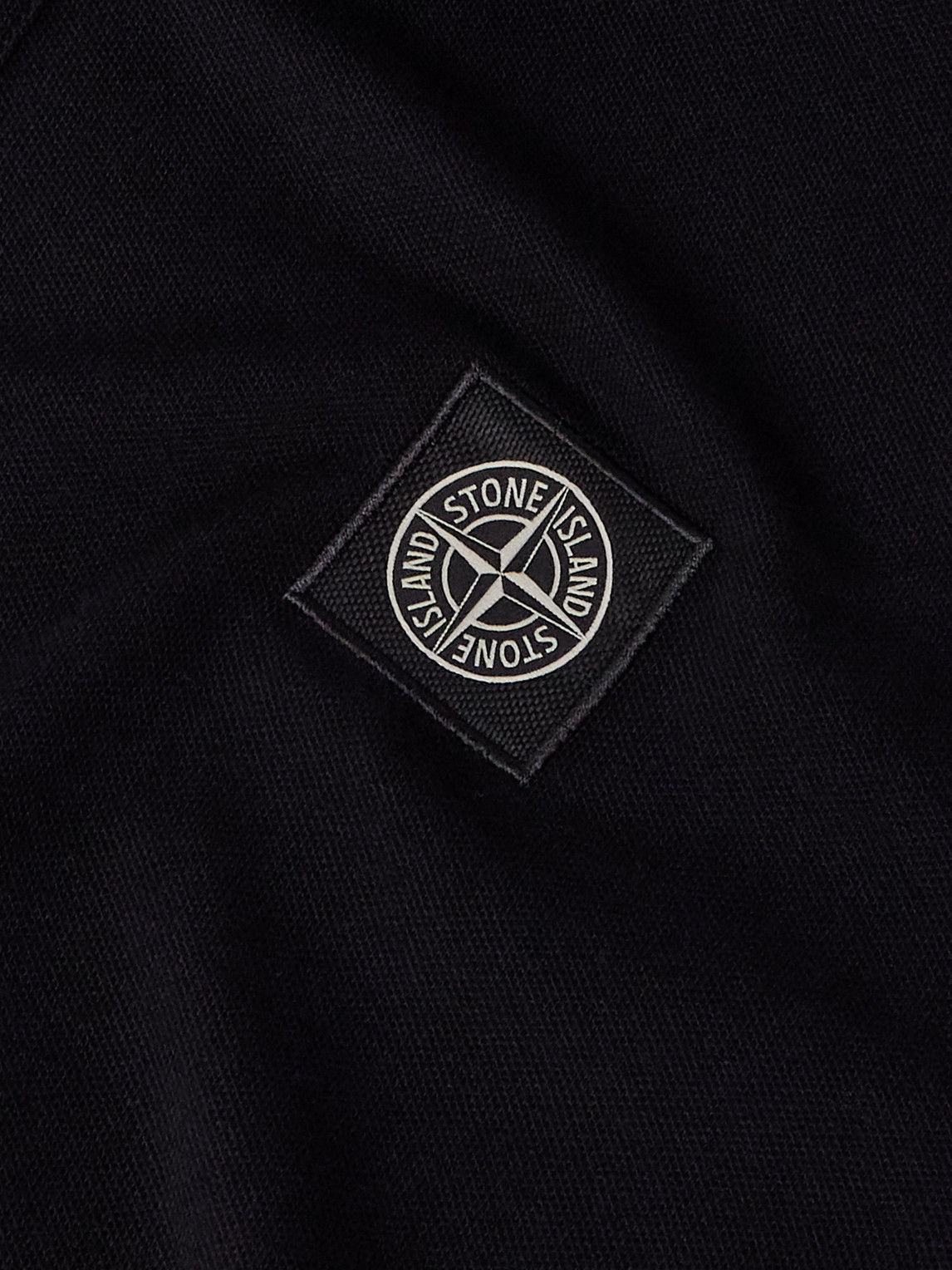 Stone Island Logo-patch Cotton Polo Shirt In Black