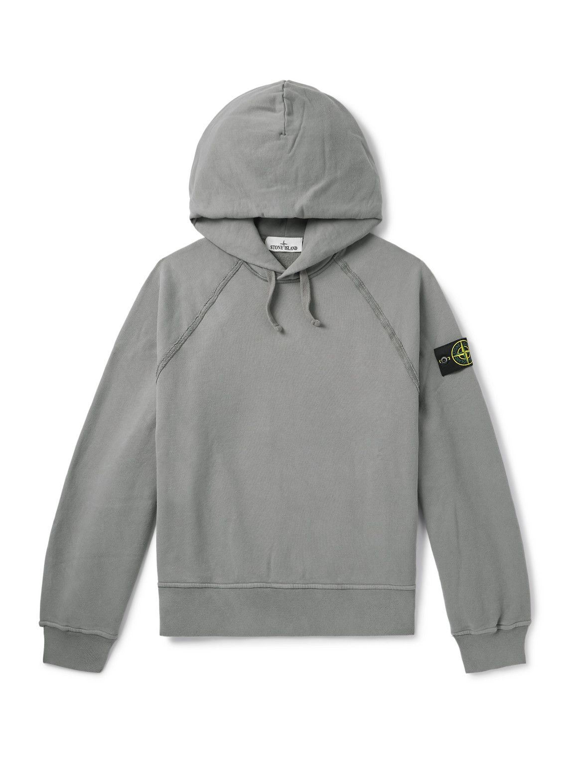 Stone Island Logo-appliquéd Cotton-jersey Hoodie In Gray