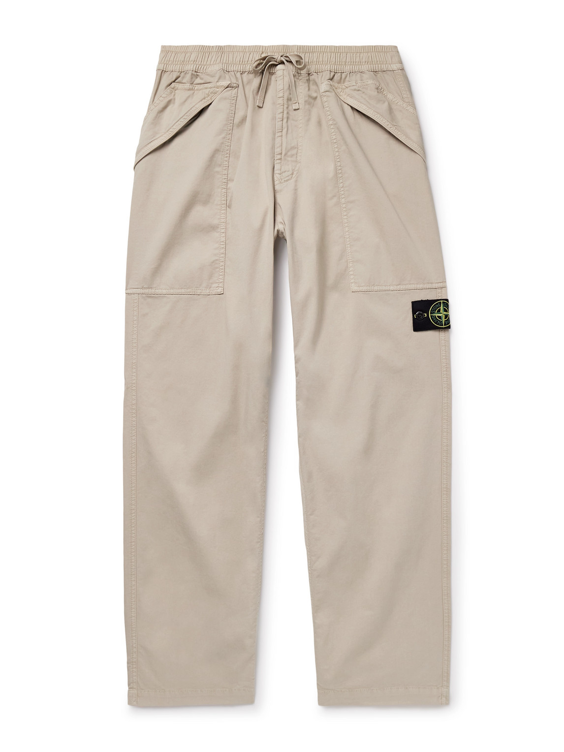Straight-Leg Garment-Dyed Supima Cotton-Blend Twill Drawstring Trousers