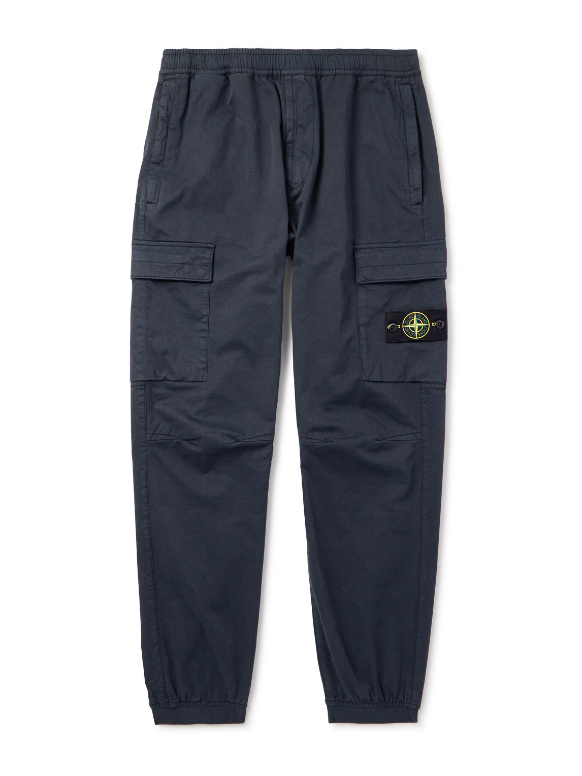 Stone Island Tapered Garment-dyed Cotton-blend Twill Cargo Trousers In Blue