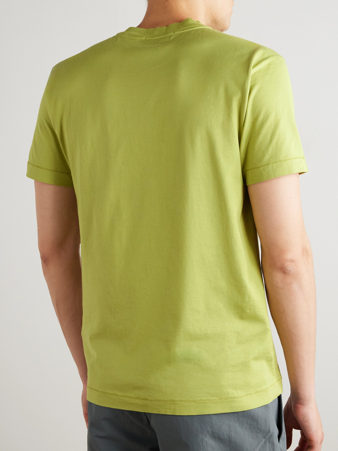 Stone Island Logo-appliquéd Garment-dyed Cotton-jersey T-shirt In Green