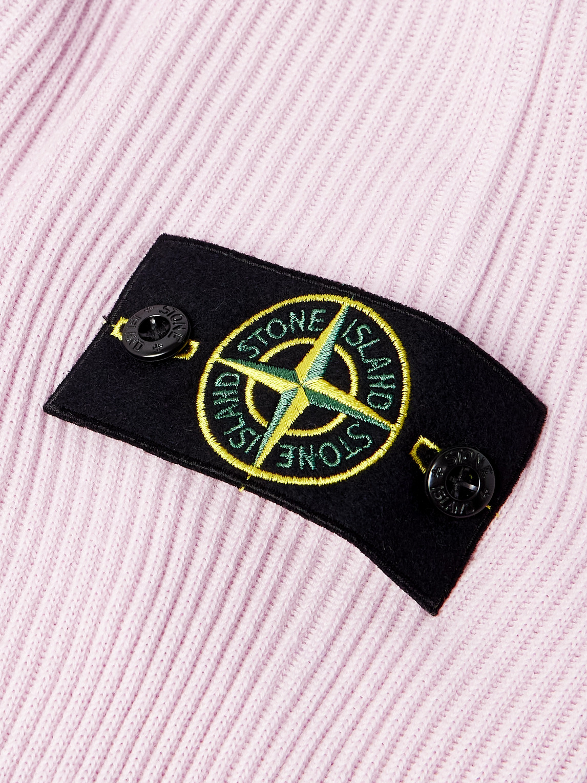 Stone Island Ribbed Texture Long Sleeve Wool Sweater In Pink