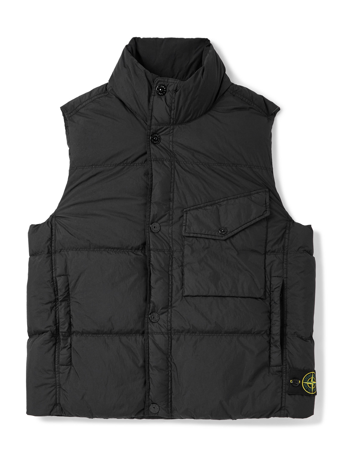 Logo-Appliquéd Garment-Dyed Quitled Crinkled Reps Down Gilet