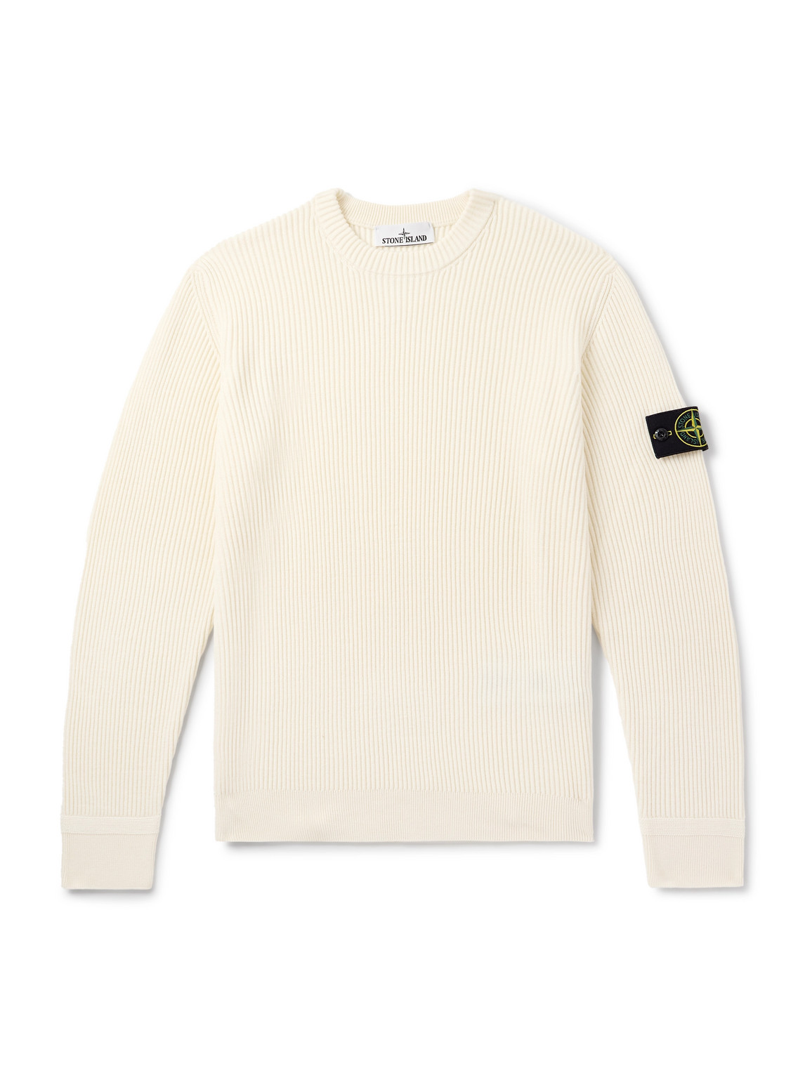 Logo-Appliquéd Ribbed Wool Sweater
