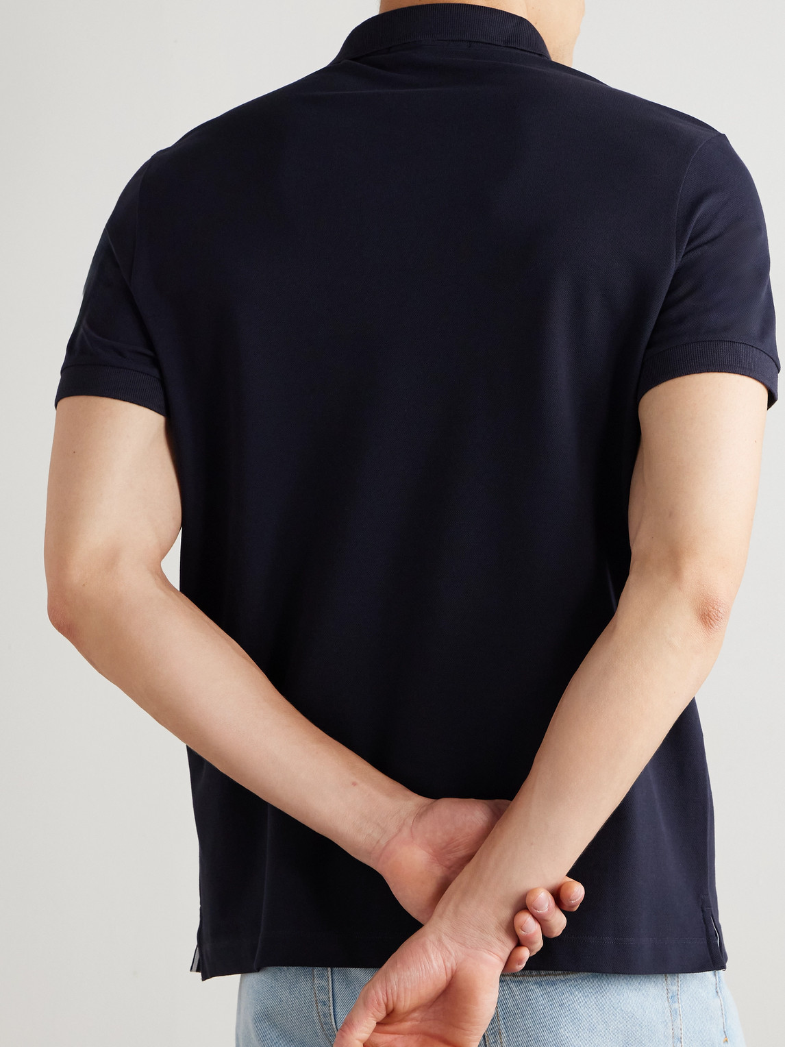 Stone Island Slim-fit Short-sleeve Polo Shirt With Compass Patch In Blue